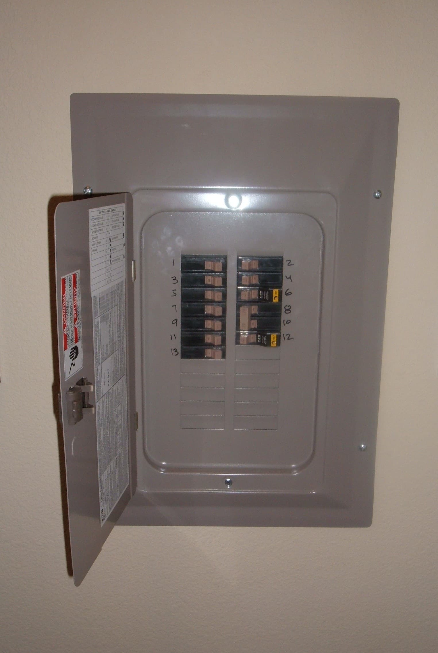 Open circuit breaker panel